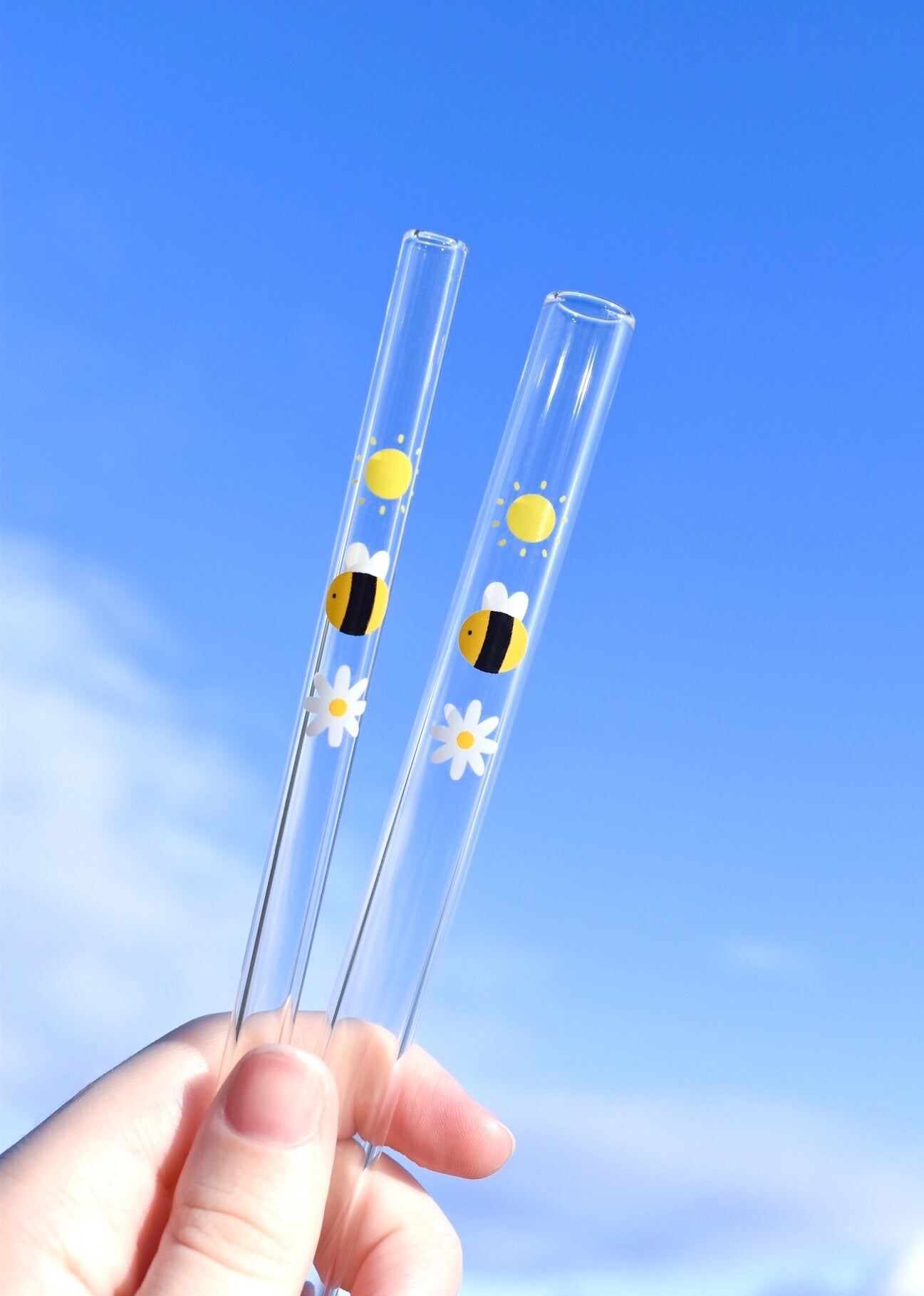 Reusable Flower Glass Straws -  Finland
