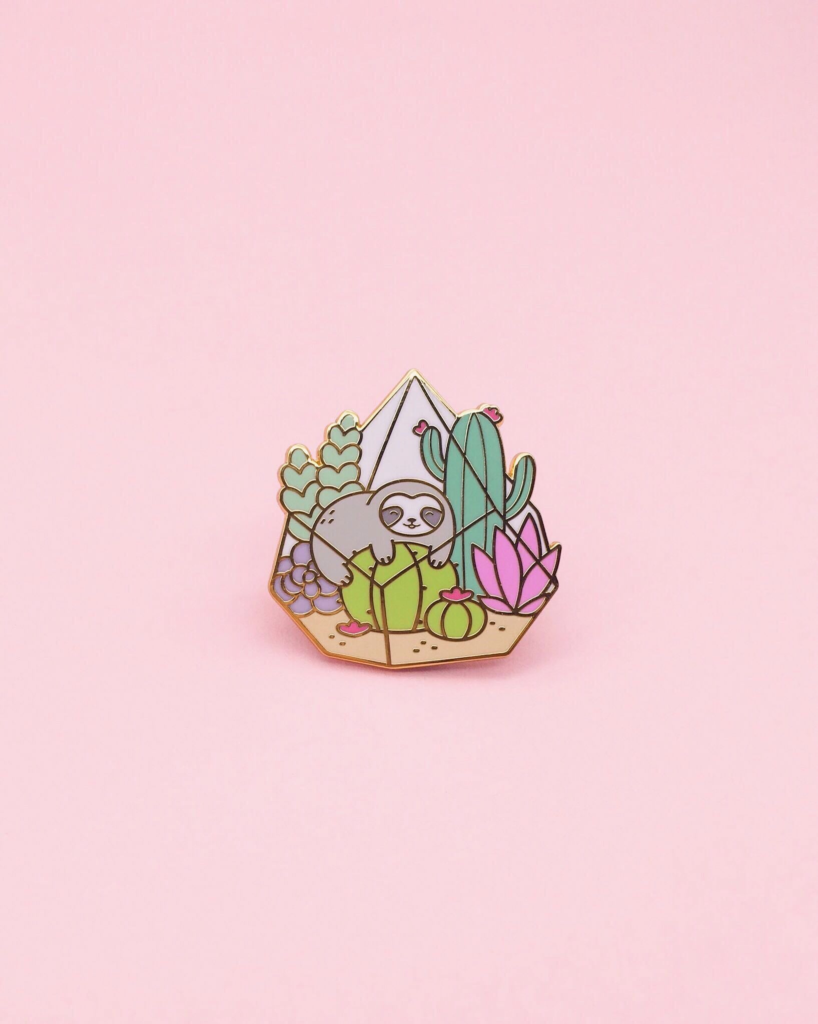 Sloth Terrarium Pin - Shopzoki