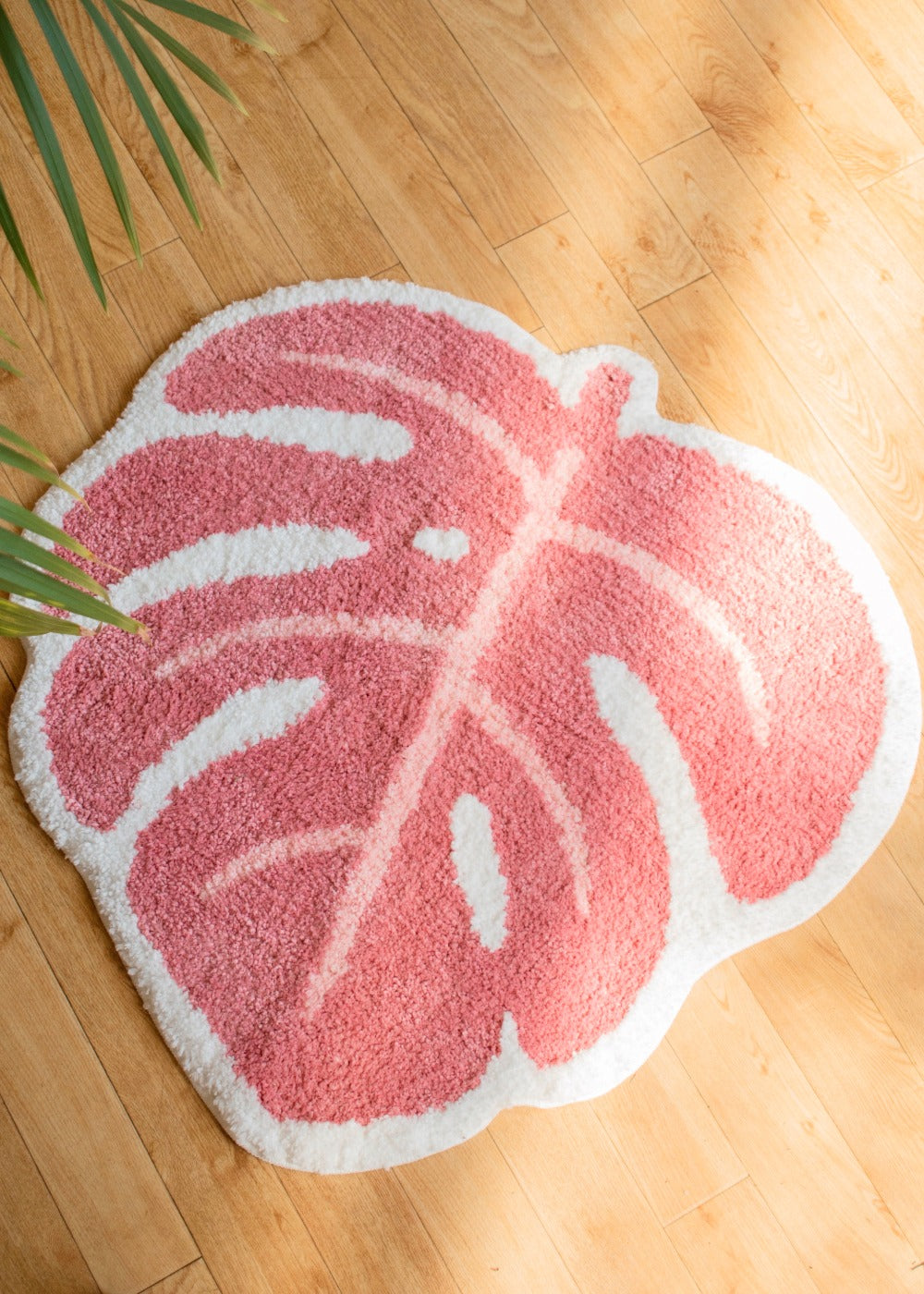 Pink Monstera Rug - Shopzoki