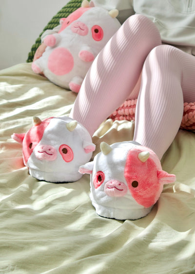 Strawberry Cow Heatable Slippers