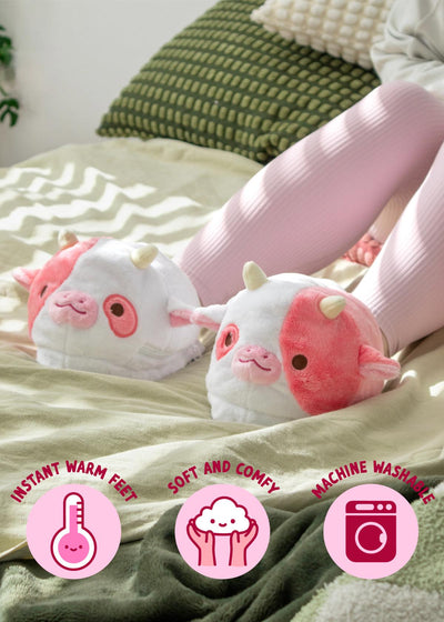 Strawberry Cow Heatable Slippers