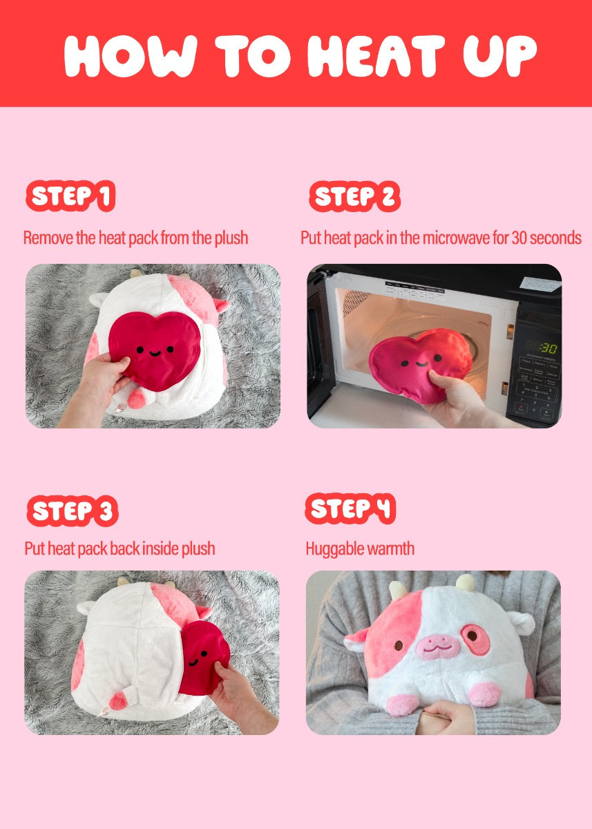 Strawberry Cow Heatable Plush Shopzoki