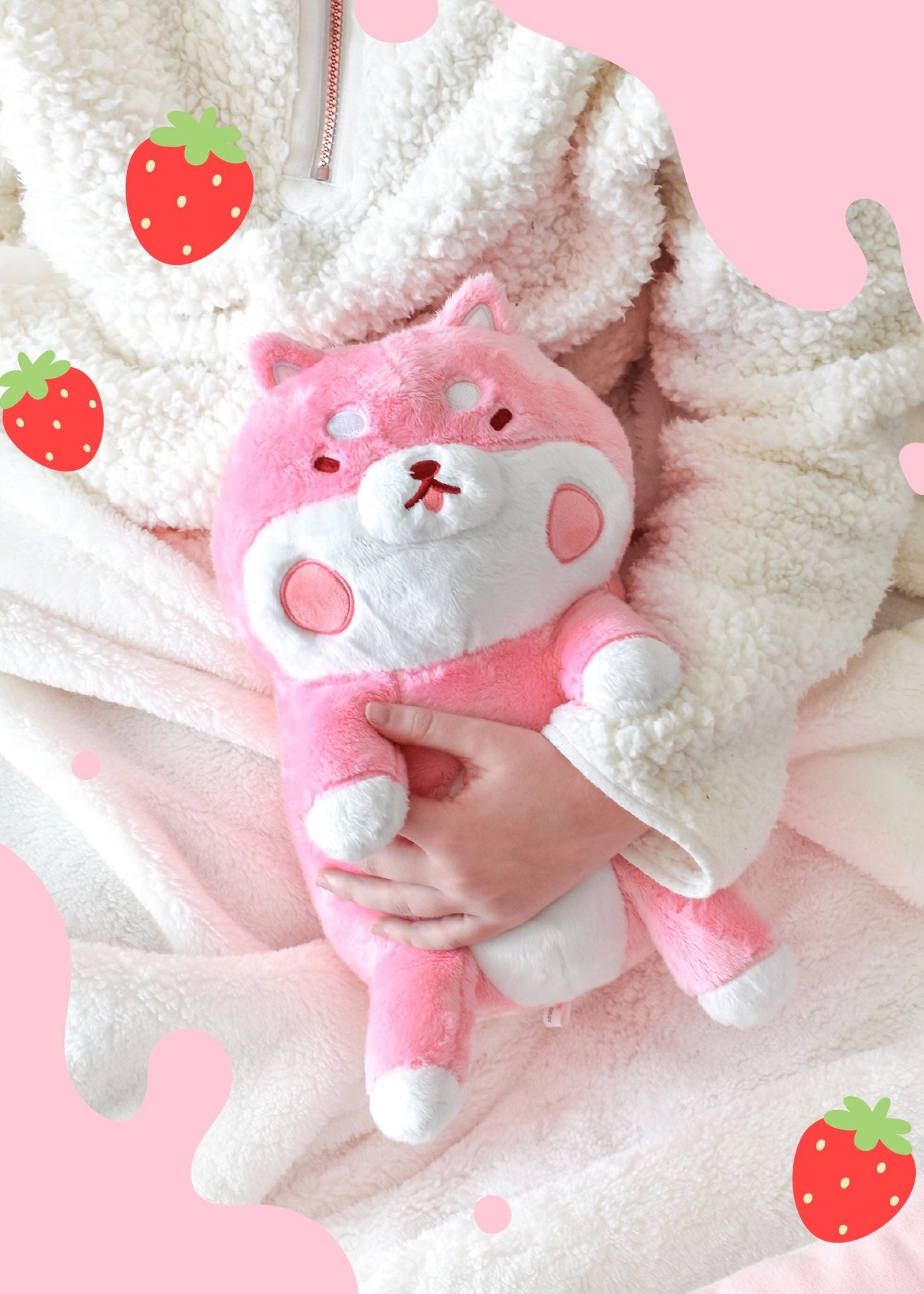 Strawberry Shiba Heatable Plush - Shopzoki