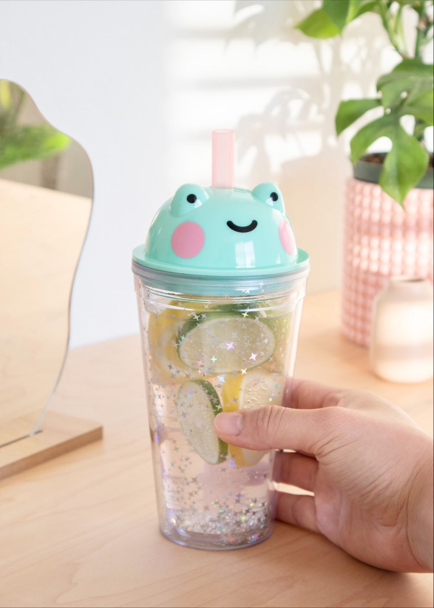 16oz Glass Cup/ Frogs / Kawaii / Glass Cup with Lid/